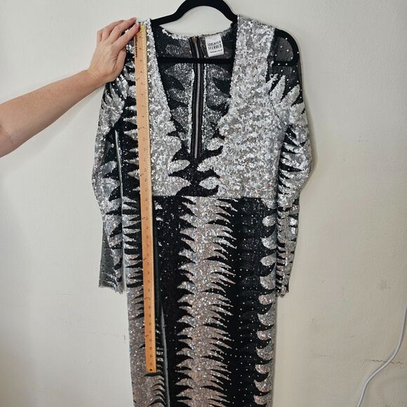 Isolated Heroes Handmade In The UK Black & Silver Sequin Mesh Maxi Dress Large - Picture 11 of 11